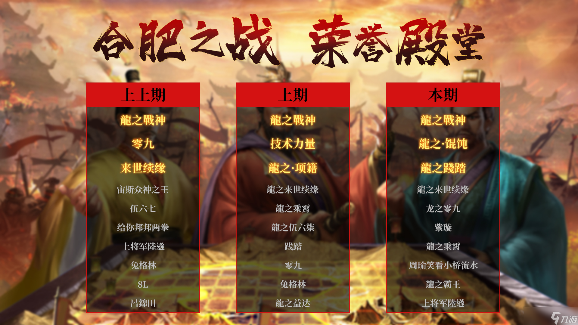 群雄时代荣誉殿堂 | 合肥之战排行榜！