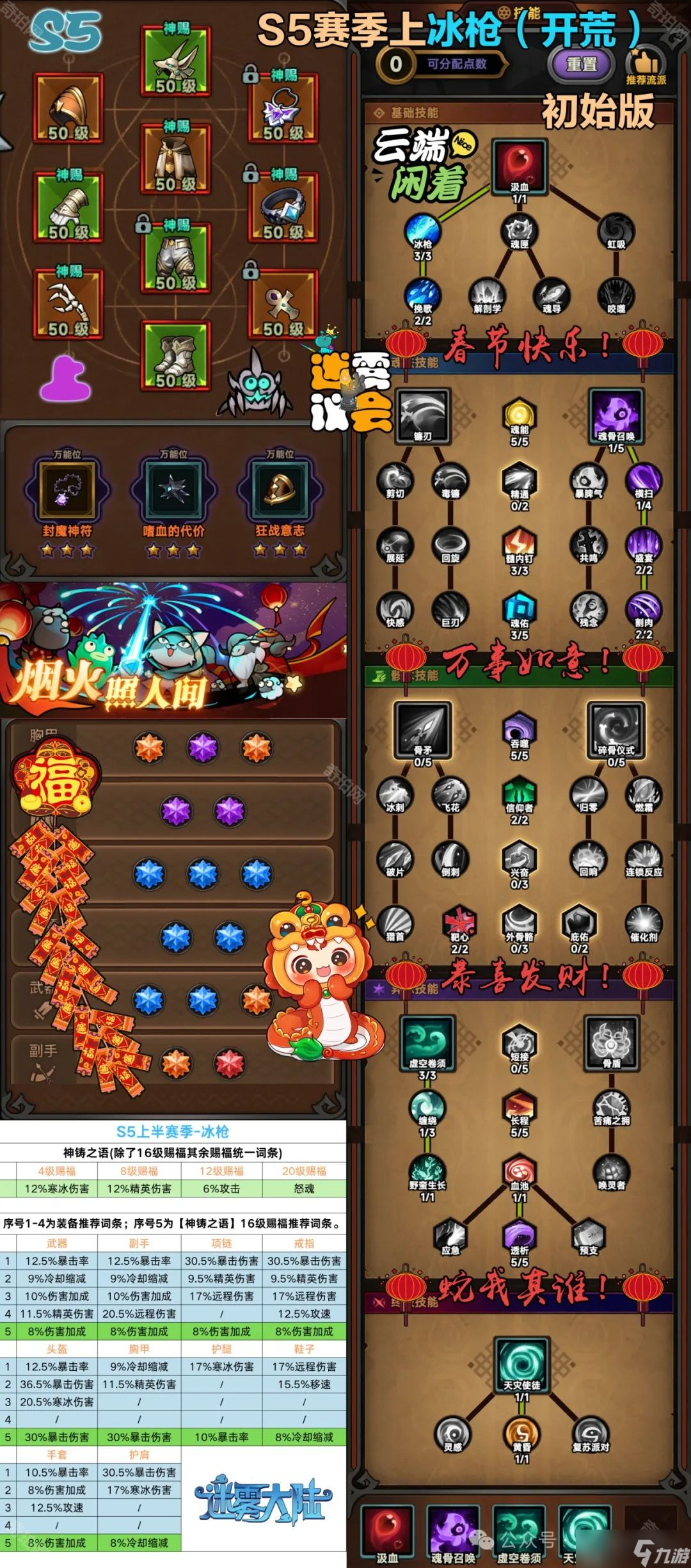 《迷雾大陆》S5赛季魂灵师冰枪BD攻略