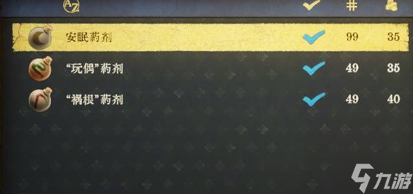 《天国拯救2》部分药剂与毒药配方一览