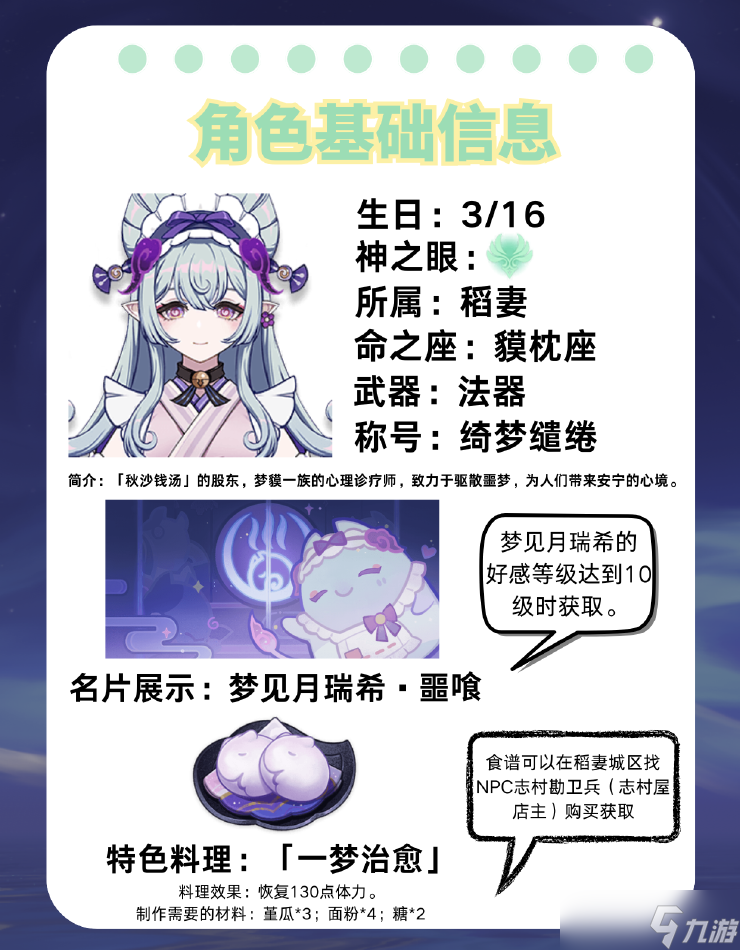 原神【v5.4攻略】「绮梦缱绻」——梦见月瑞希角色攻略