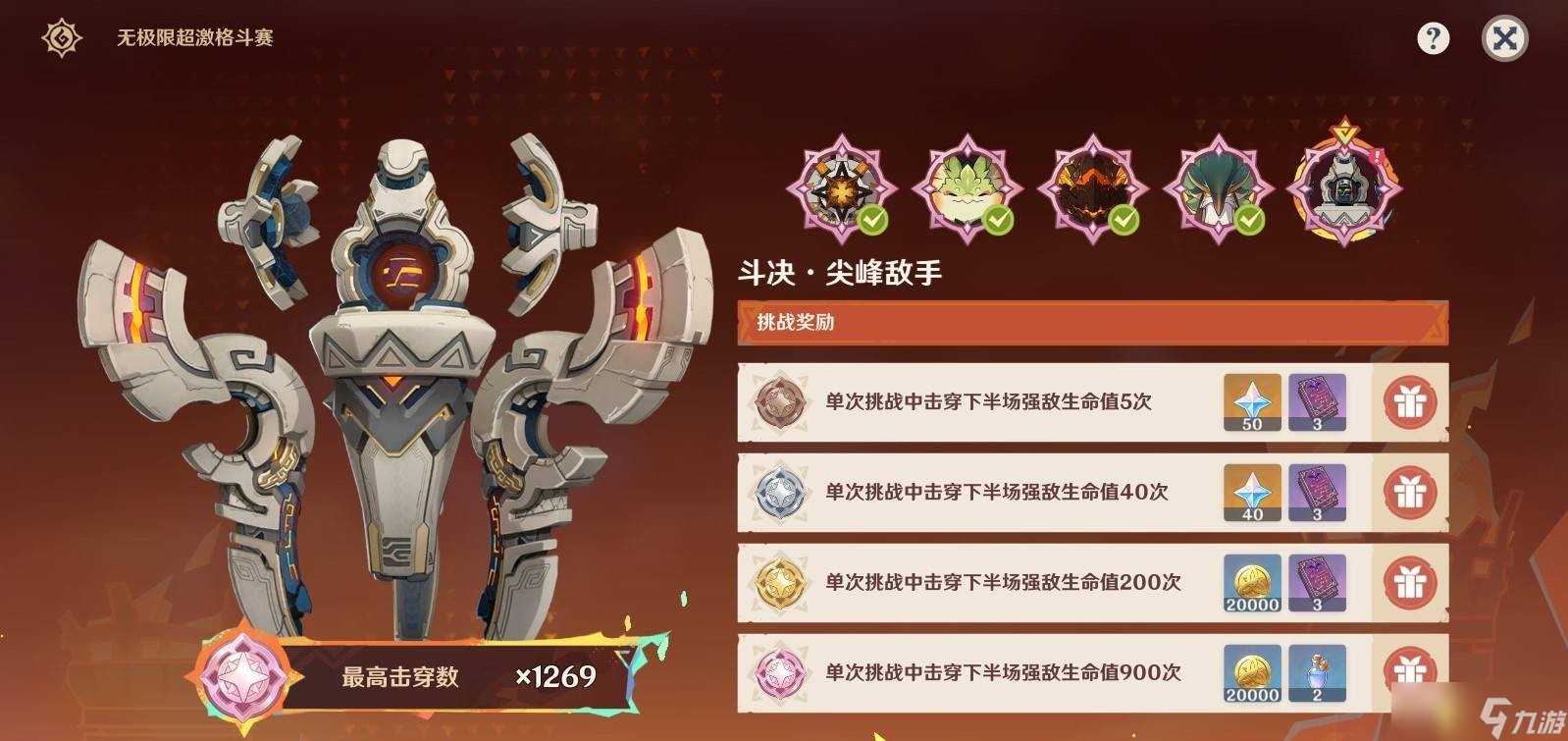 原神5.5无极限超激格斗赛第五天满分配队-斗决尖峰敌手秘源机兵