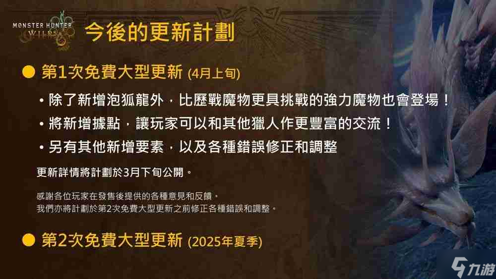 《怪物猎人荒野》第一次免费大型更新四月登场 新增「据点」让玩家与其他猎人交流