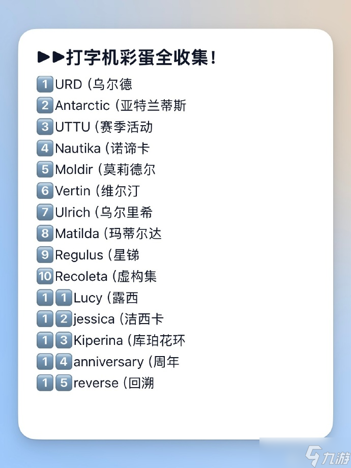 重返未来1999打字机彩蛋攻略 重返未来打字机彩蛋有哪些
