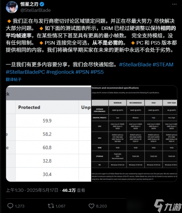 我读书少别骗我!《剑星》官方表示D加密可以提高帧数