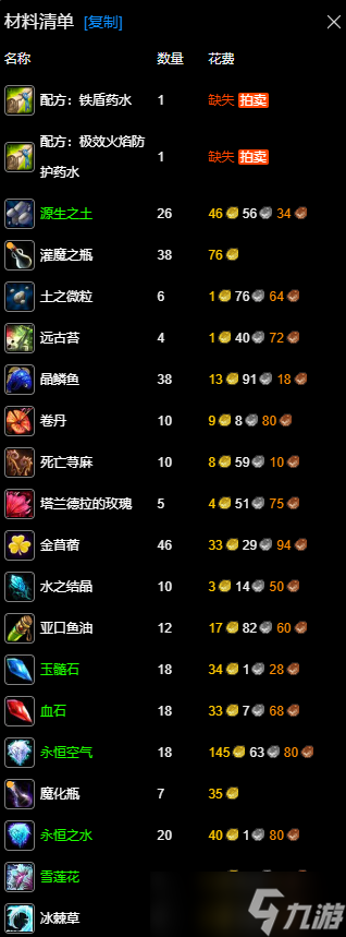 《魔兽世界》wlk炼金350-450最省材料攻略