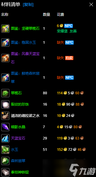《魔兽世界》wlk珠宝300-450最省材料攻略