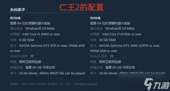 《仁王3》配置要求
