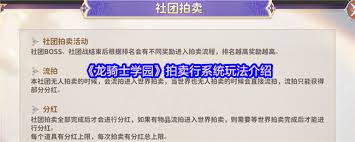 龙骑士学园拍卖行玩法攻略