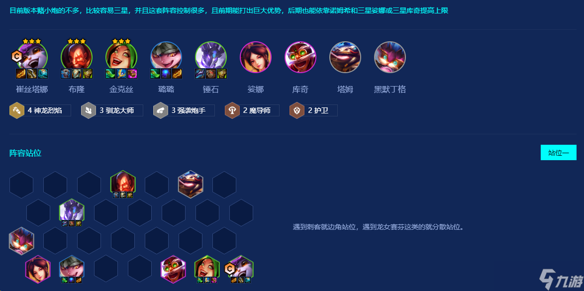 <a id='link_pop' class='keyword-tag' href='https://www.9game.cn/jcczz/'>金铲铲之战</a>小炮阵容怎么搭配