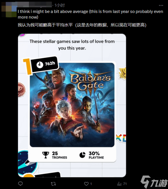 发行总监透露《博德之门3》游玩时长中位数：高达62小时55分！