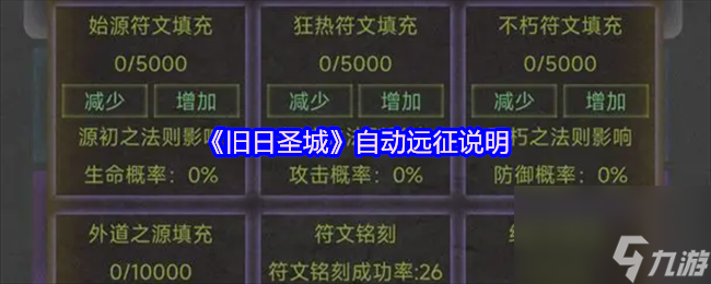 《旧日圣城》自动远征说明