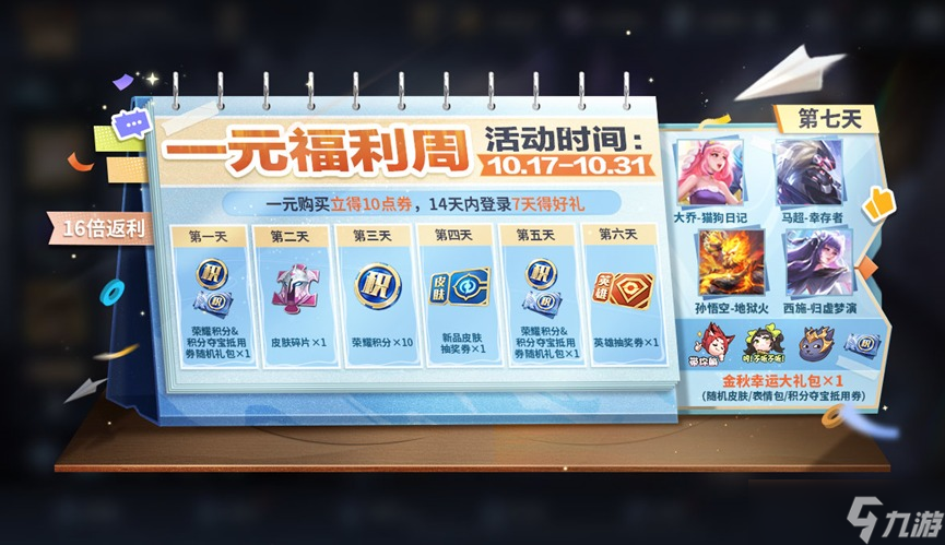 王者荣耀一元福利周活动全解析 1元购10点券,7天登录领取丰厚奖励