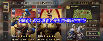 偃武战场常用野战阵容怎么搭配