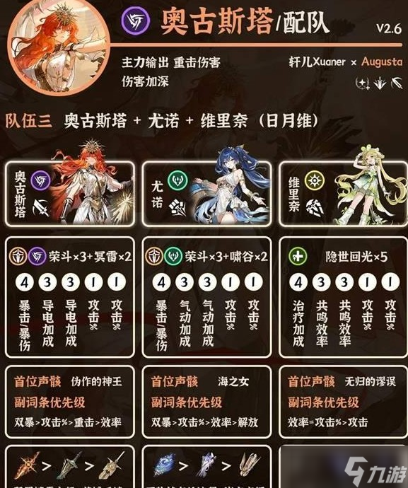 鸣潮2.6版本奥古斯塔配队攻略