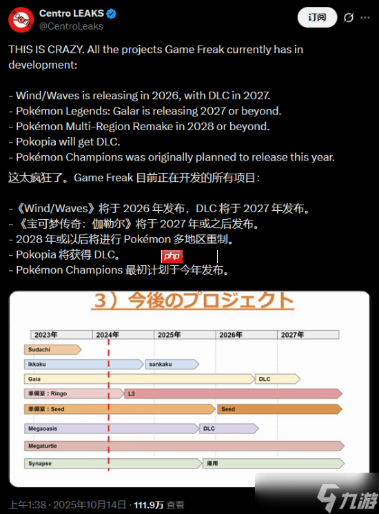 宝可梦开发商Game Freak未来计划曝光！到2030年的都泄露了