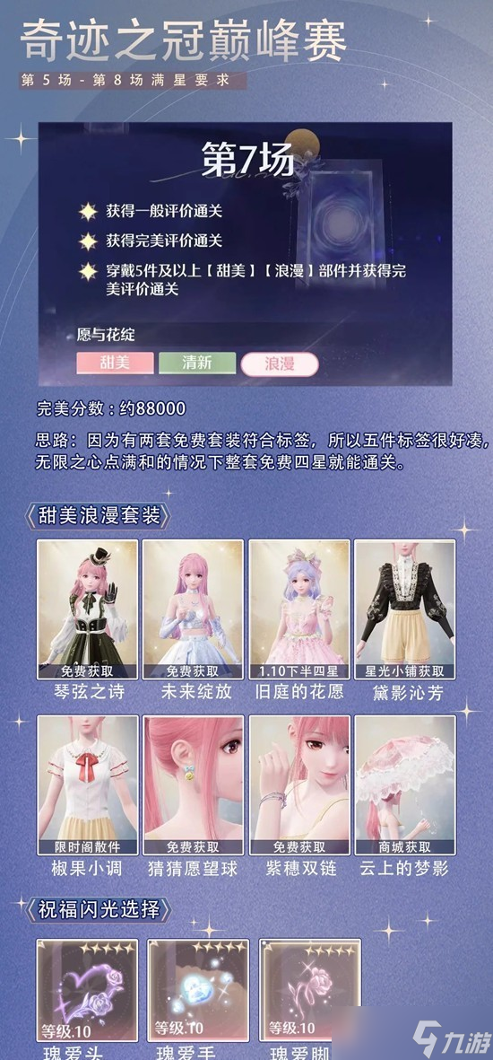 无限暖暖十月下半奇迹之冠巅峰赛后四关怎么搭配