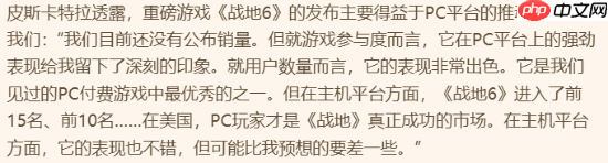 《戰(zhàn)地6》PC平臺爆紅 專家稱是最成功買斷制游戲之一