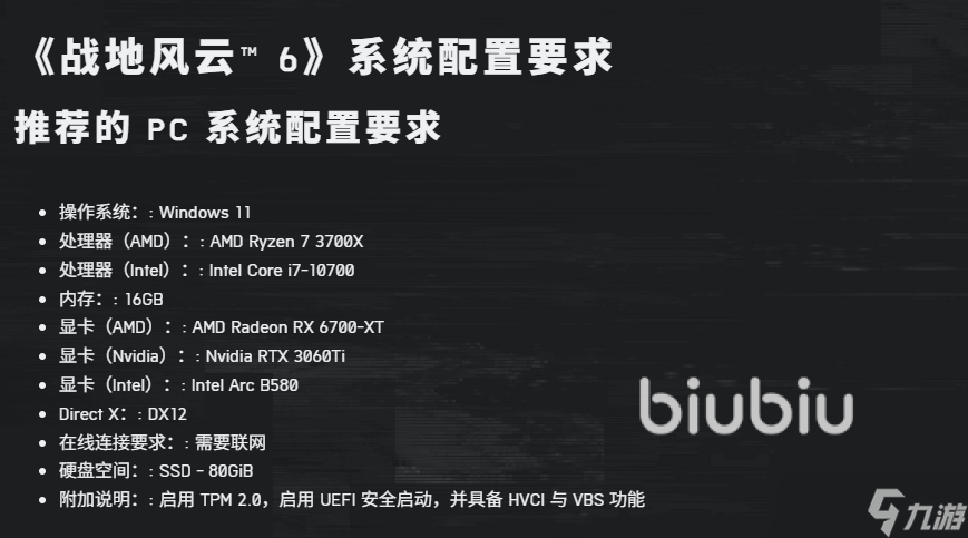 战地6电脑配置要求高吗 战地6电脑配置一览