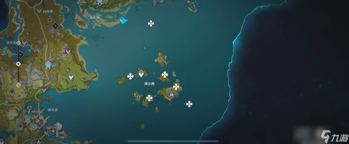 <a id='link_pop' class='keyword-tag' href='http://www.575.zj.cn/yuanshen/'>原神</a>孤云閣巖之瞳全攻略:海上巖峰的收集技巧