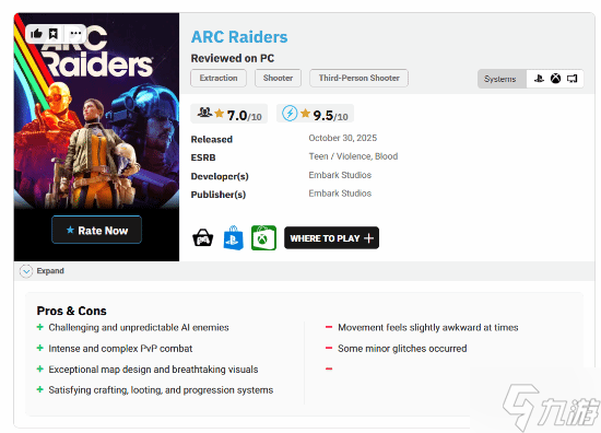 搜打撤爆火新作《ARC Raiders》外媒近满分评价 有望引领新潮流
