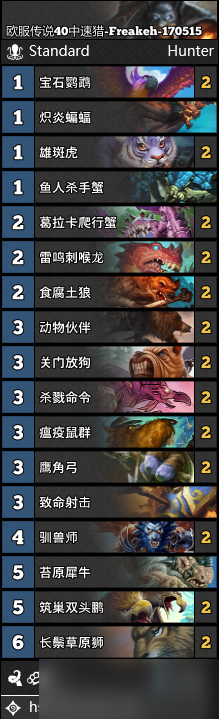 爐石傳說五月穩(wěn)定上傳說 中速獵卡組詳解與對陣解析