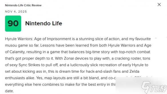 《塞尔达无双封印战记》M站均分79:展现了系列的新高峰