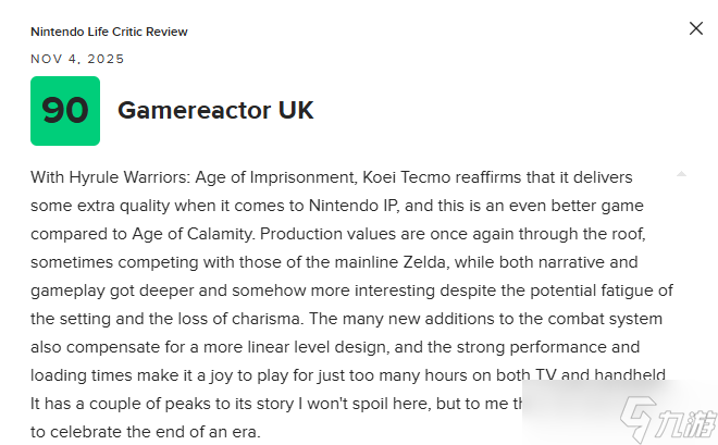 M站给出79分,《塞尔达无双:封印战纪》勇攀无双游戏巅峰!