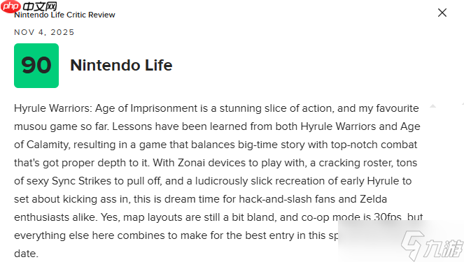 《塞尔达无双:封印战纪》M站79分:登顶无双游戏巅峰!