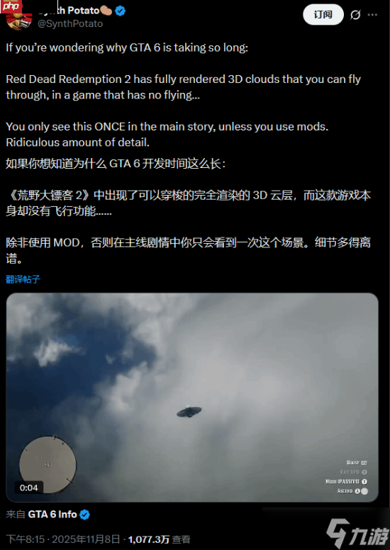 博主解释《GTA6》延期原因:看看《荒野大镖客:救赎2》的惊天细节量!