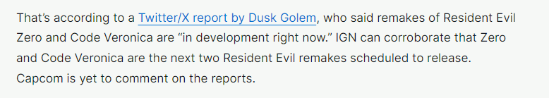 生化危机0代号维罗妮卡重制确认