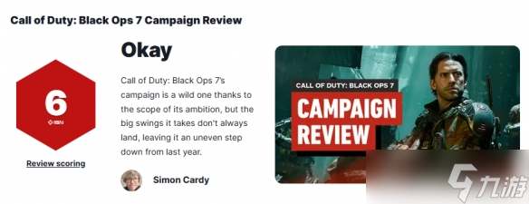 《使命召唤：黑色行动7》剧情模式IGN 6分：不如前作！