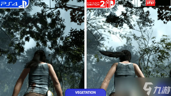 《古墓丽影9》NS2和PS4画面对比：分辨率高但砍画质