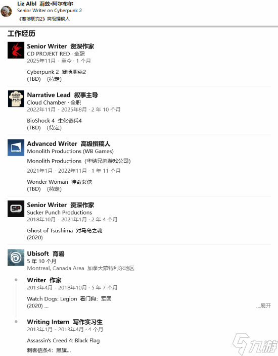 《生化奇兵》新作叙事主管加盟CDPR!负责“赛博朋克2”项目