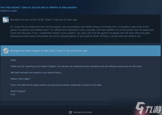 玩家因狂躁症删除付费游戏!Steam直接伸出援手
