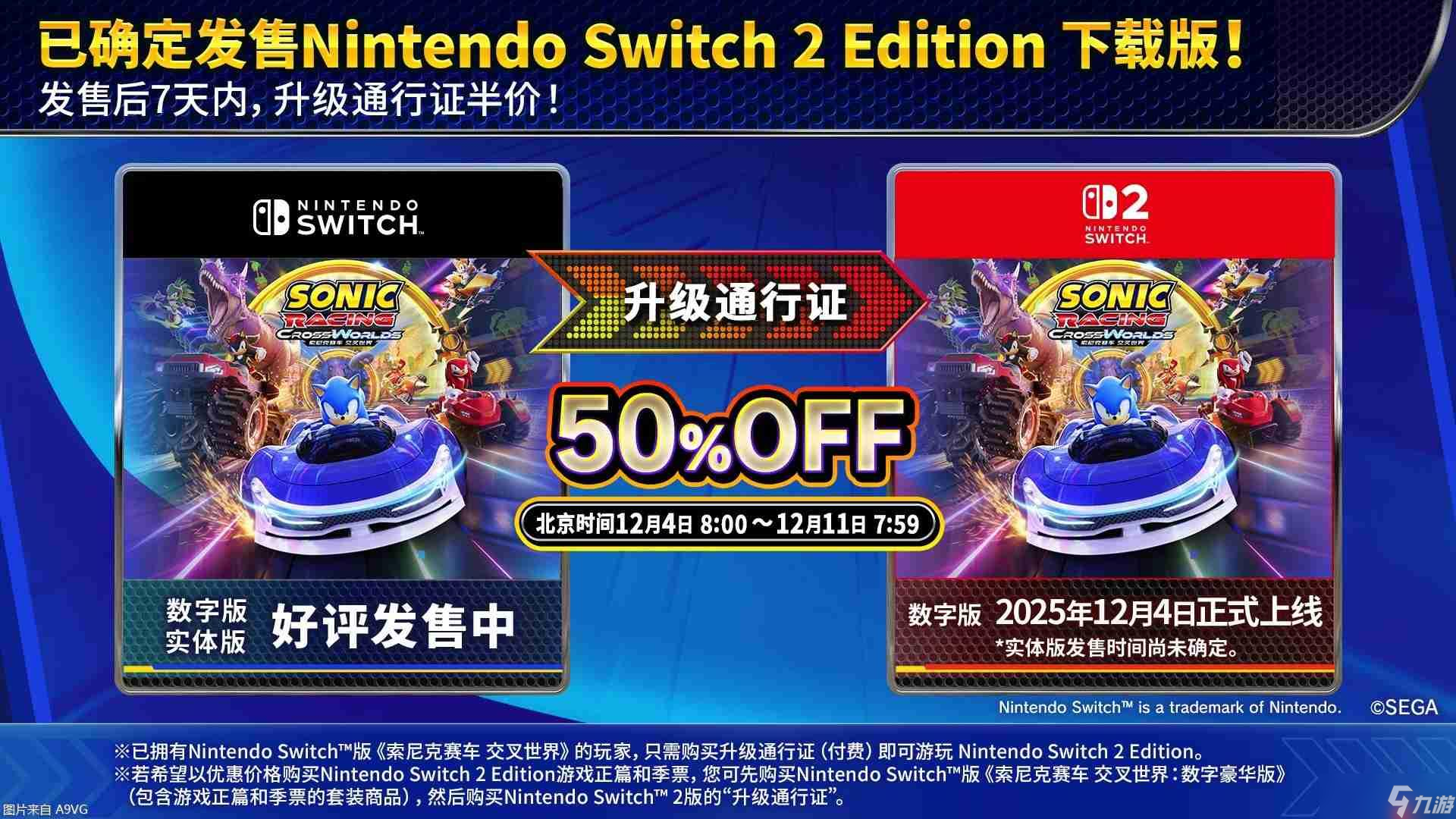 《索尼克赛车 交叉世界》NS2下载版今日正式发售!