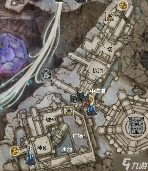 《艾尔登法环黑夜君临》大空洞东南主城结构解析截图