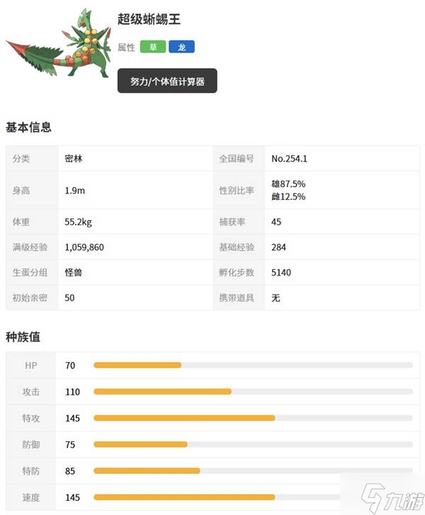 《宝可梦传说ZA》蜥蜴王及Mega形态介绍 超级蜥蜴王种族值介绍
