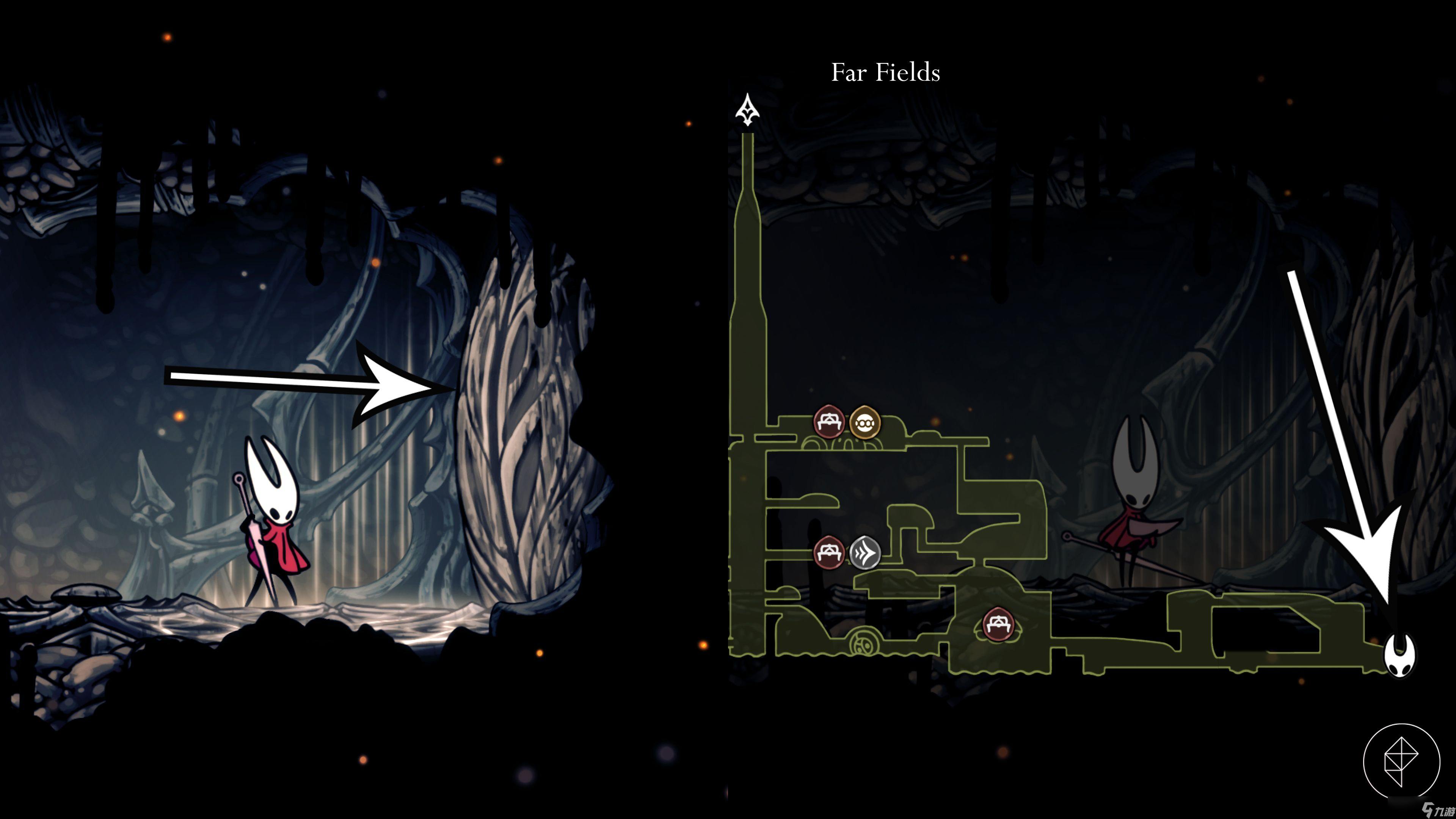 怎么到达《空洞骑士 丝之歌》中的遥远田野秘密区域截图