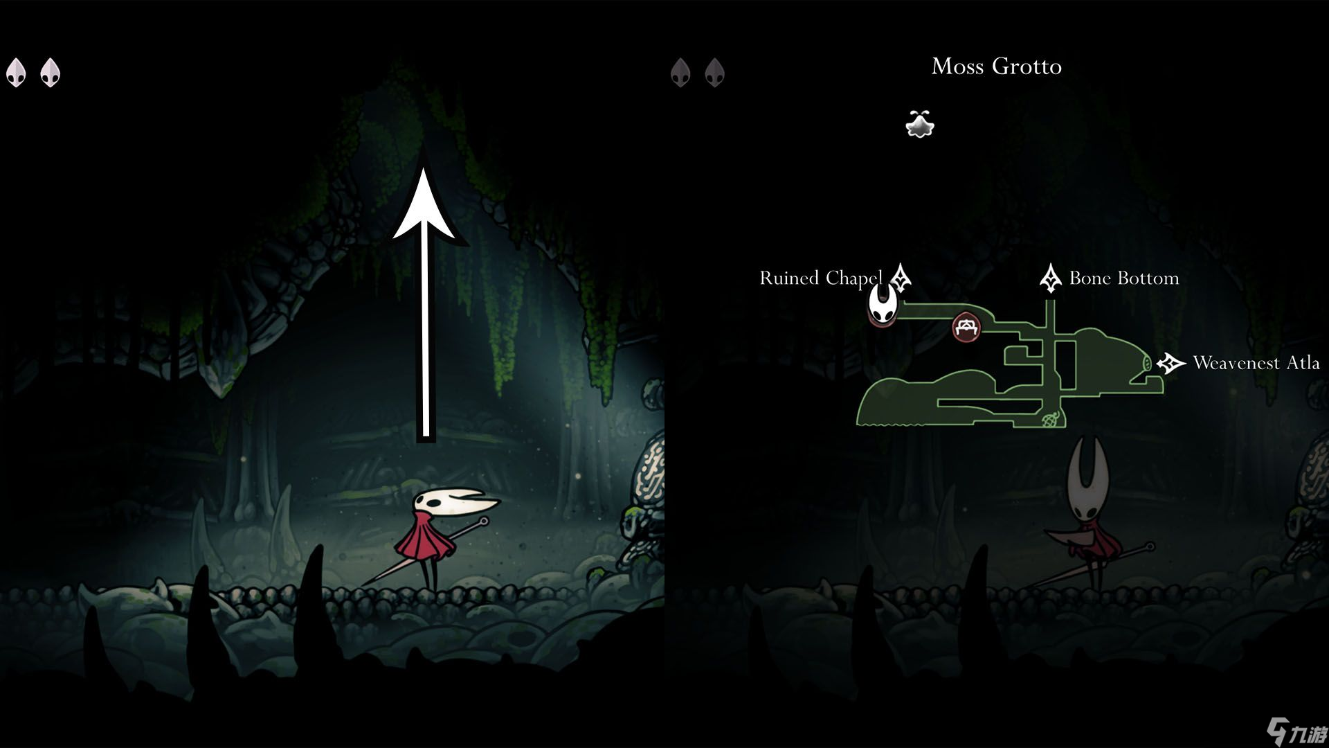 《空洞骑士：丝之歌》中所有纹章的位置