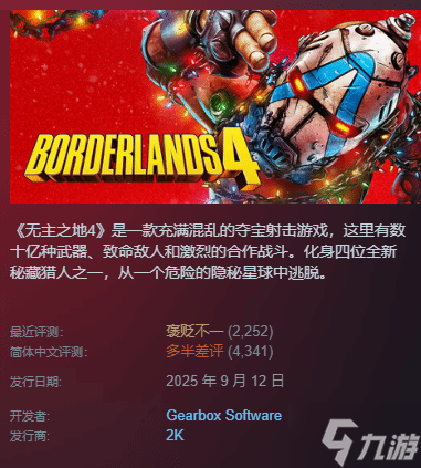 真没扑街!曝《无主之地4》销量比COD新作还好