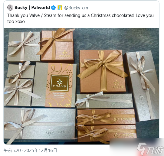 《幻兽帕鲁》开发者致致谢V社赠送巧克力 没想到多个工作室也有