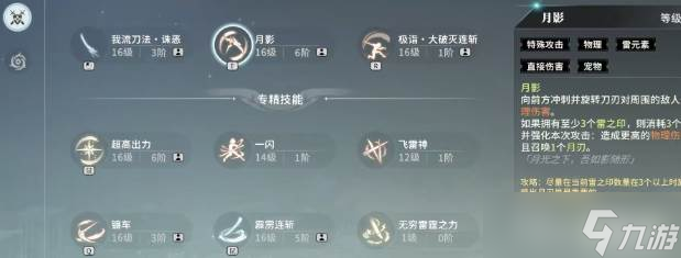 《星痕共鸣》雷影剑士流派